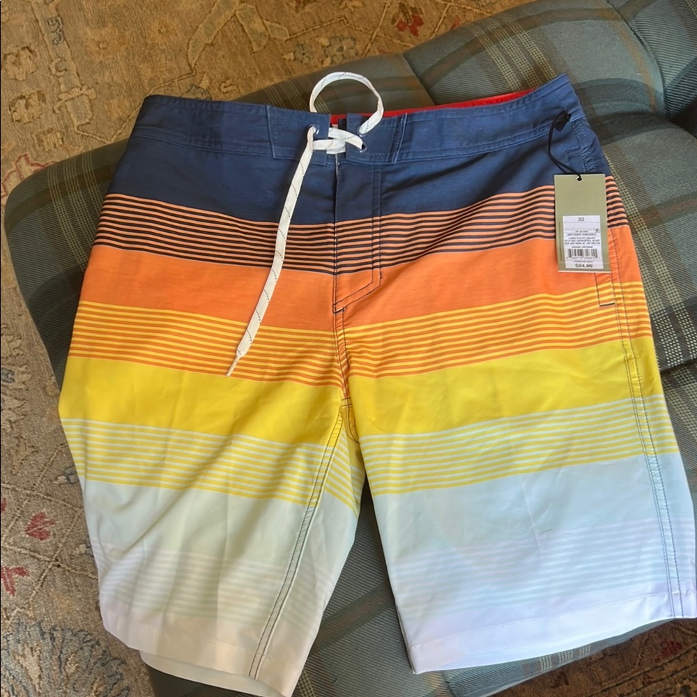 Goodfellow & Co Blue and Orange Board Shorts Quick-Dry Swimwear